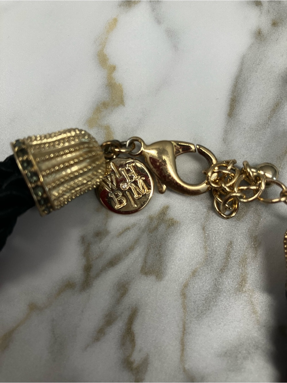 WHBM Black Rope Statement Necklace Gold & Black Crystal Bib Collar (reversible) - Picture 4 of 6